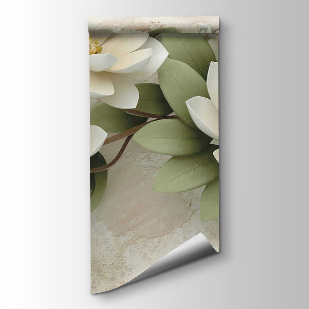 Magnolia blanca sobre beige — vista del producto
