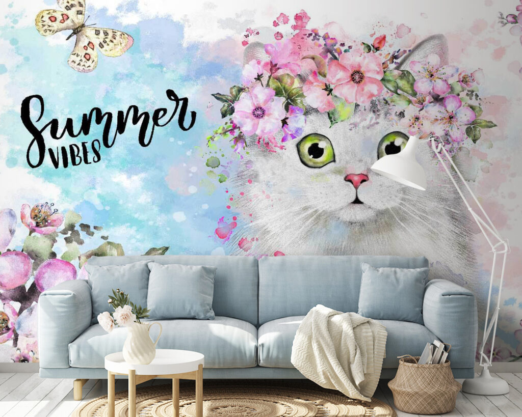 Gato con corona floral — interior 2
