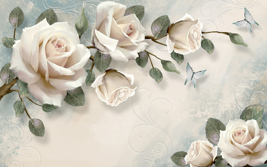 Rosas entre huecos claros — diseño completo