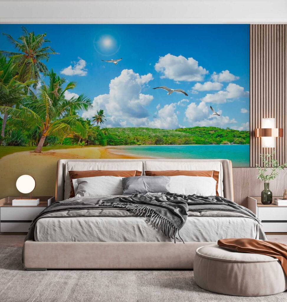 Playa soleada con palmeras — interior 2