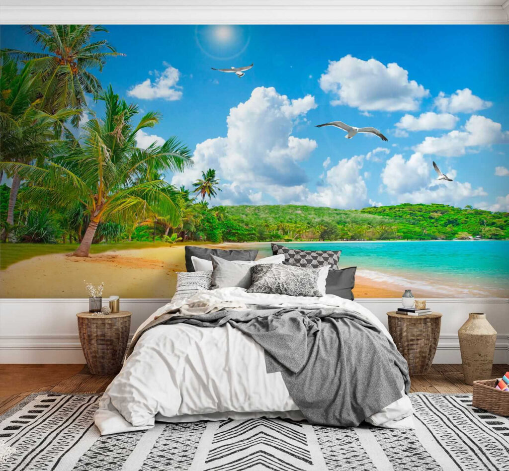 Playa soleada con palmeras — interior 3