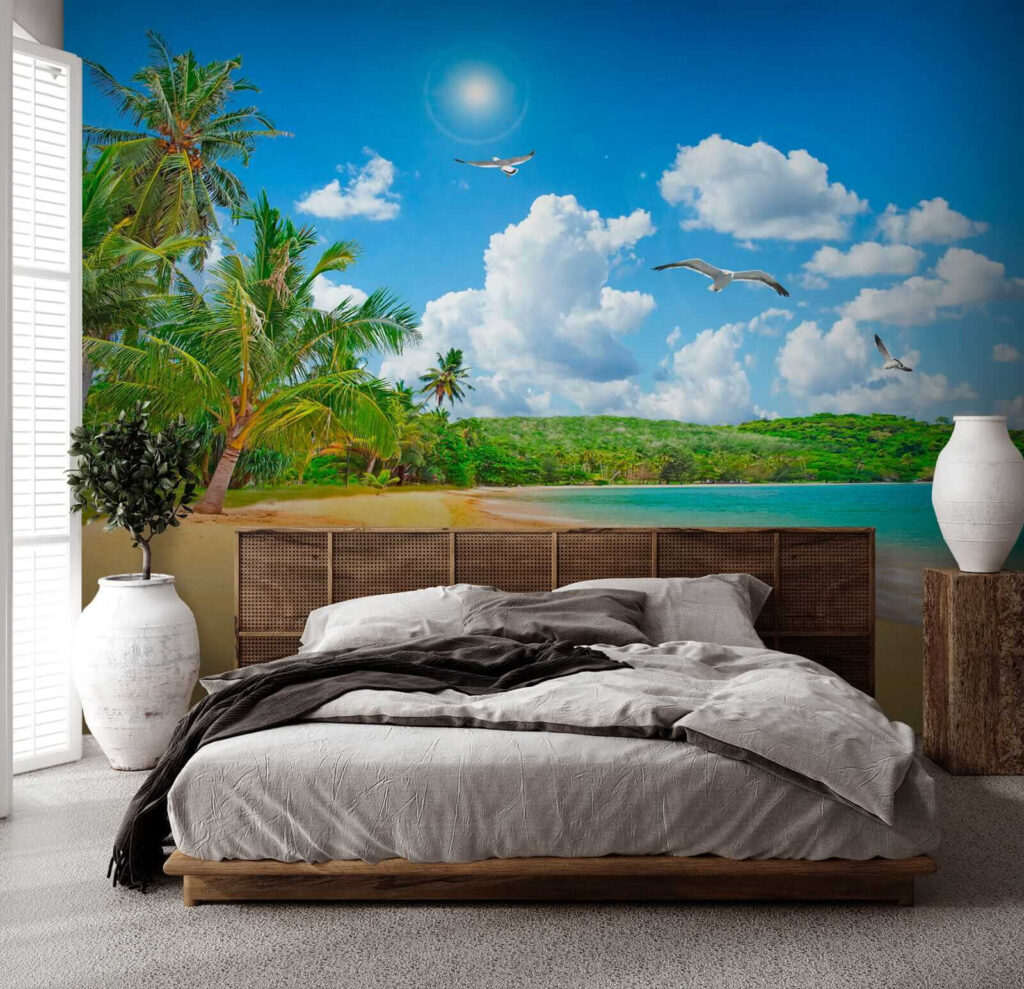 Playa soleada con palmeras — interior 4