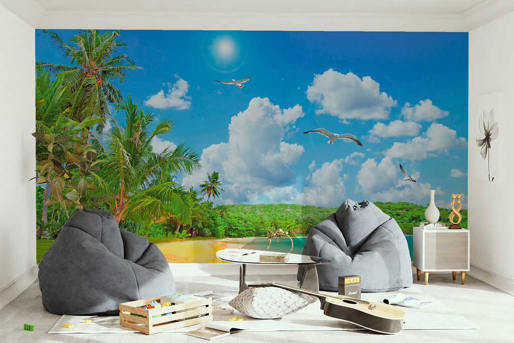 Playa soleada con palmeras — interior 12