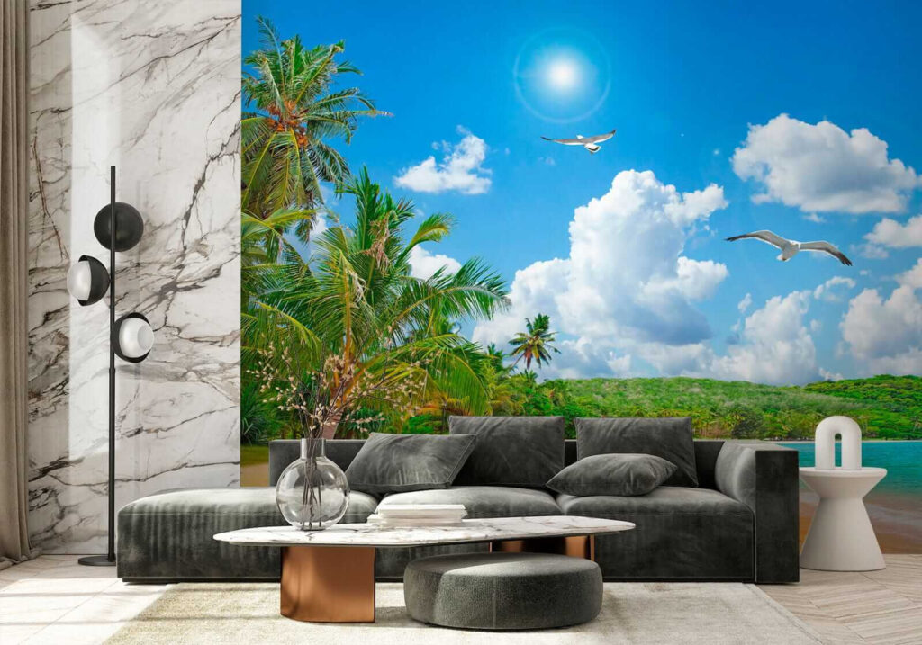 Playa soleada con palmeras — interior 5