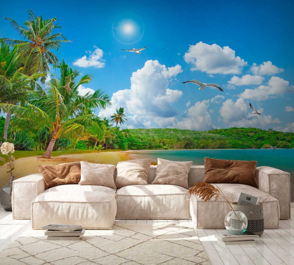 Playa soleada con palmeras — interior 6