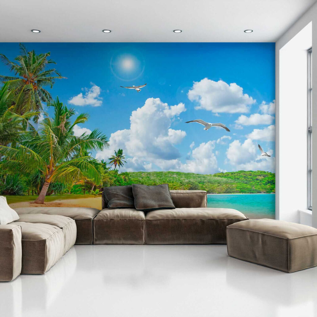 Playa soleada con palmeras — interior 7