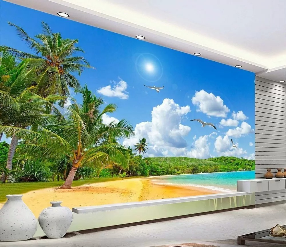 Playa soleada con palmeras — interior 1