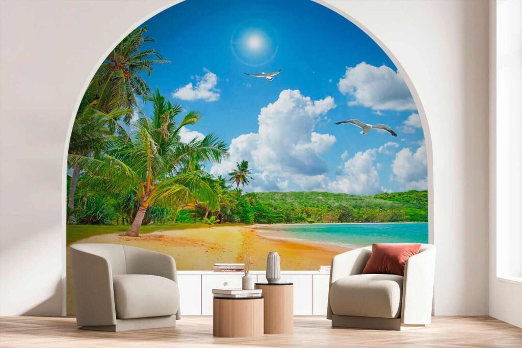 Playa soleada con palmeras — interior 8