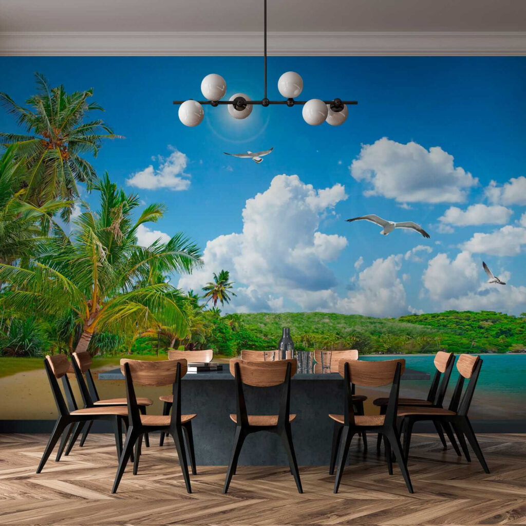 Playa soleada con palmeras — interior 9