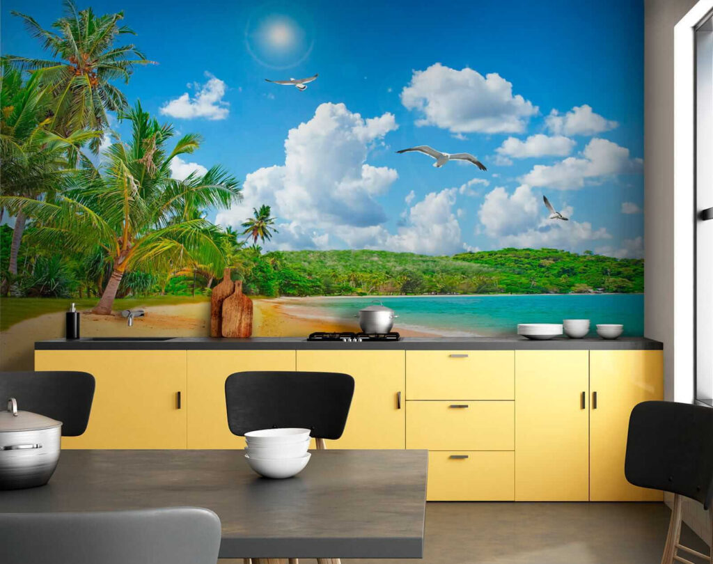 Playa soleada con palmeras — interior 10