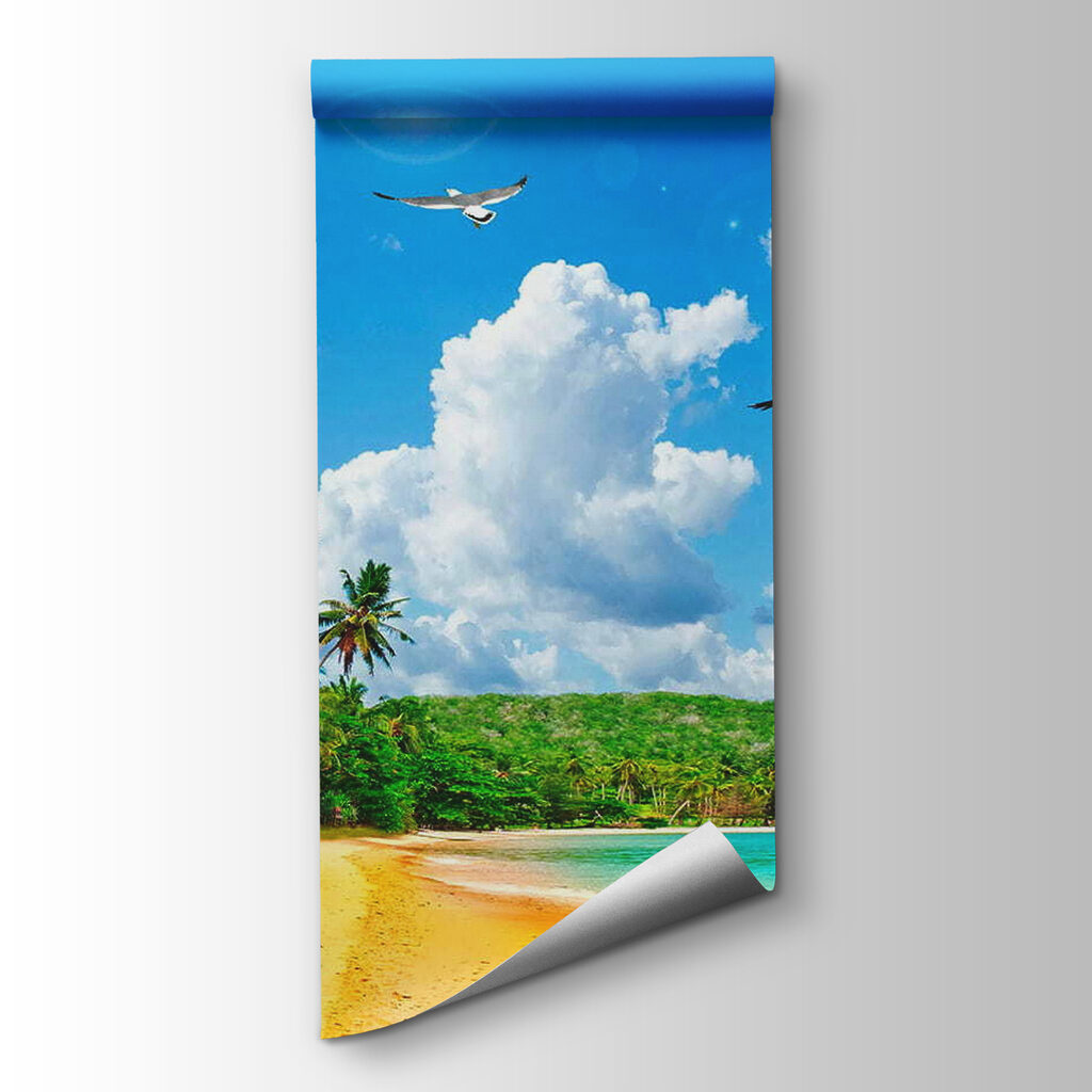 Playa soleada con palmeras — vista del producto