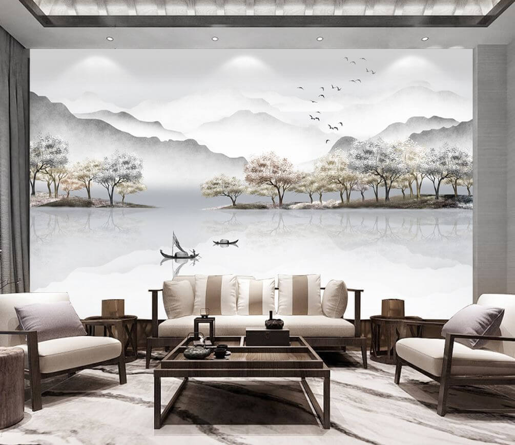Barcas en lago brumoso — interior 1
