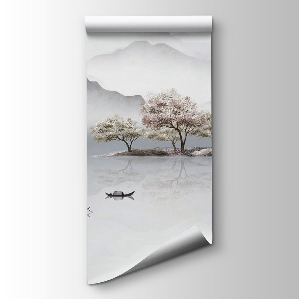 Barcas en lago brumoso — vista del producto