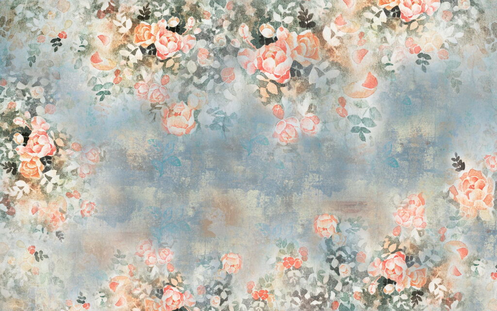 Rosas sobre pintura — diseño completo