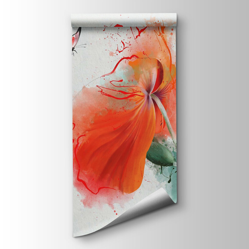 Mariposa y flor naranja — vista del producto