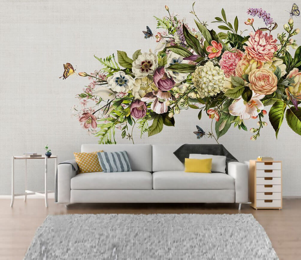 Mariposas junto a flores — interior 1