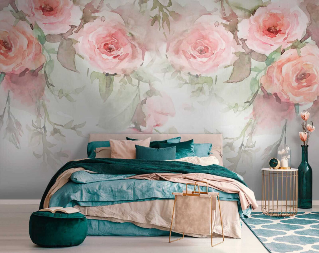 Rosas rosadas colgantes — interior 2