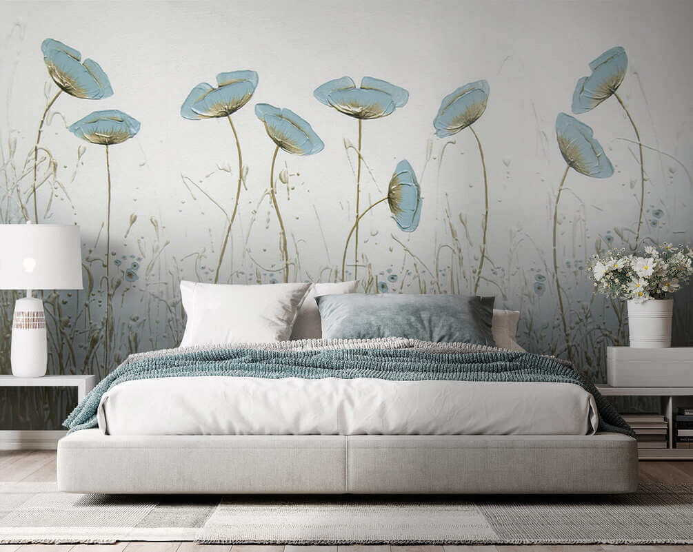Flores azules sobre hierba — interior 2