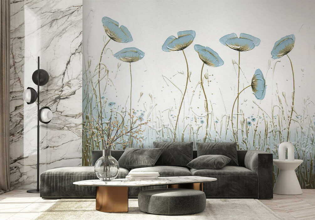Flores azules sobre hierba — interior 3