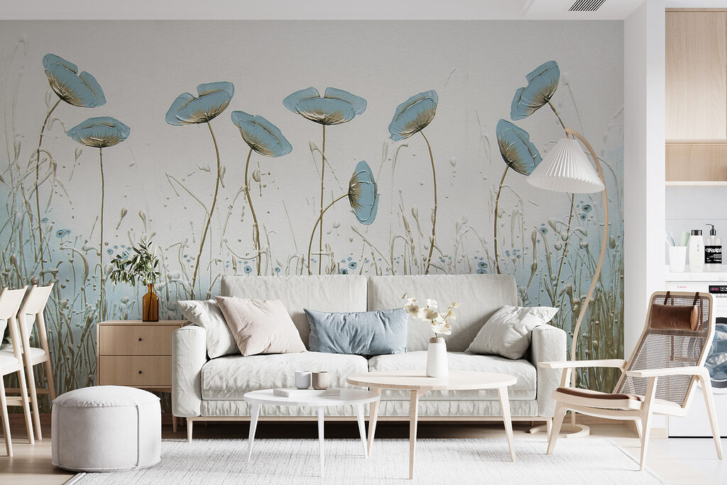 Flores azules sobre hierba — interior 8