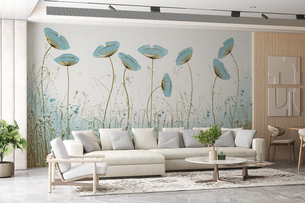 Flores azules sobre hierba — interior 9
