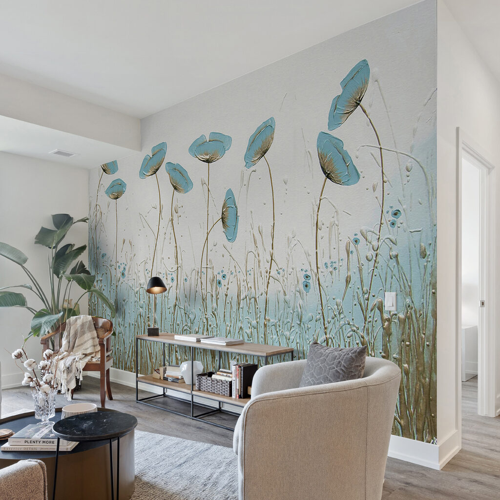 Flores azules sobre hierba — interior 10