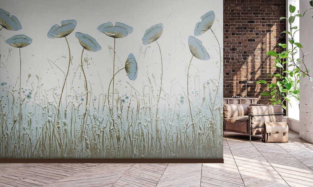 Flores azules sobre hierba — interior 5