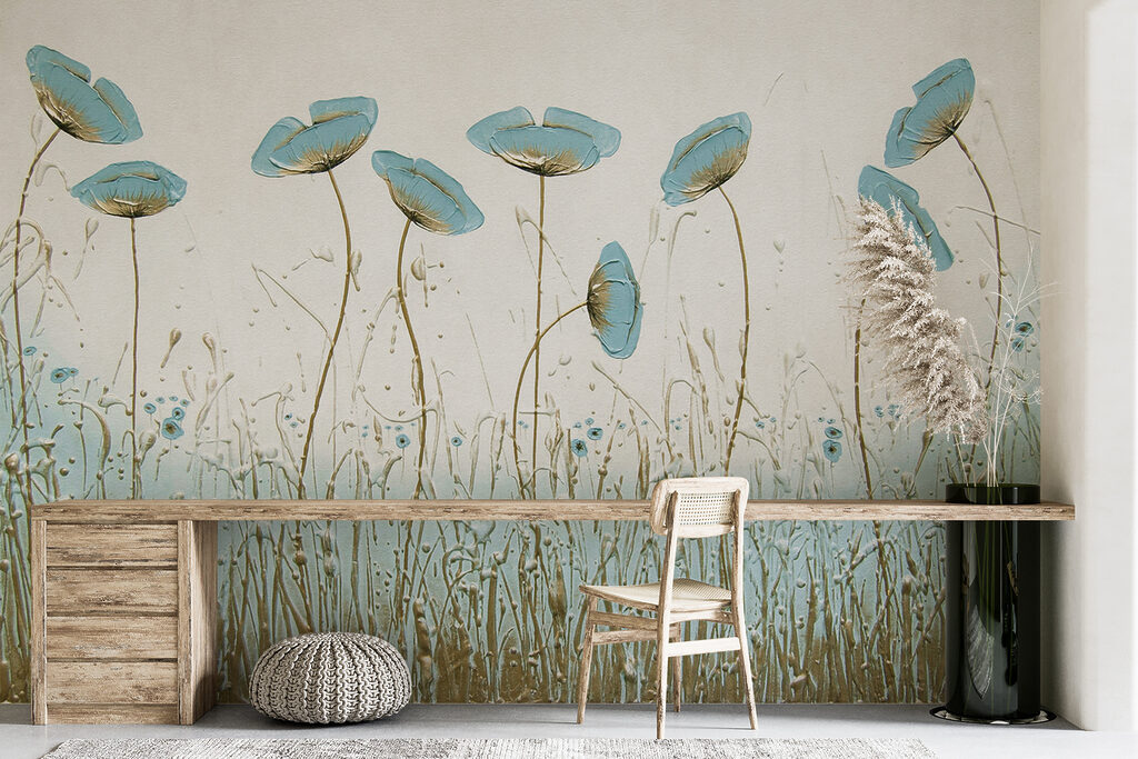 Flores azules sobre hierba — interior 11