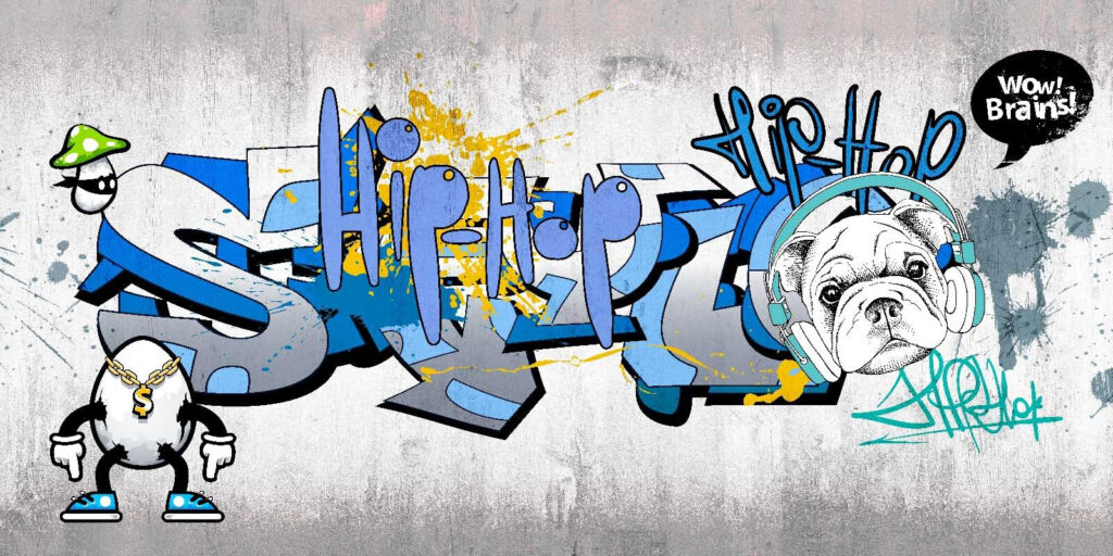 Letras urbanas con figuras — diseño completo