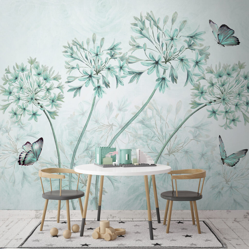 Flores redondas con mariposas — interior 1