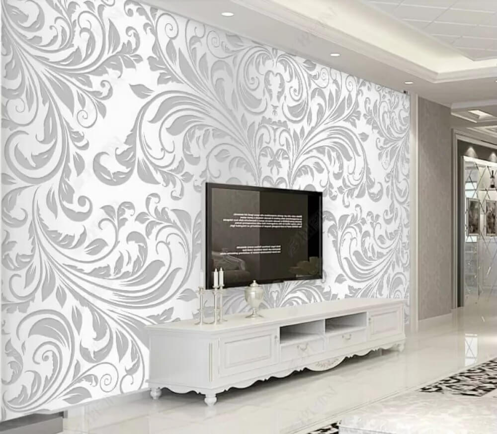 Volutas grises ornamentales en un interior