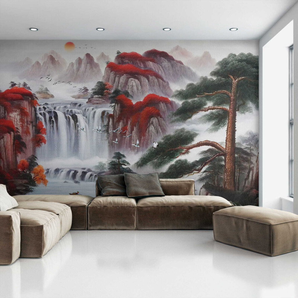 Cascada entre rocas rojas — interior 6