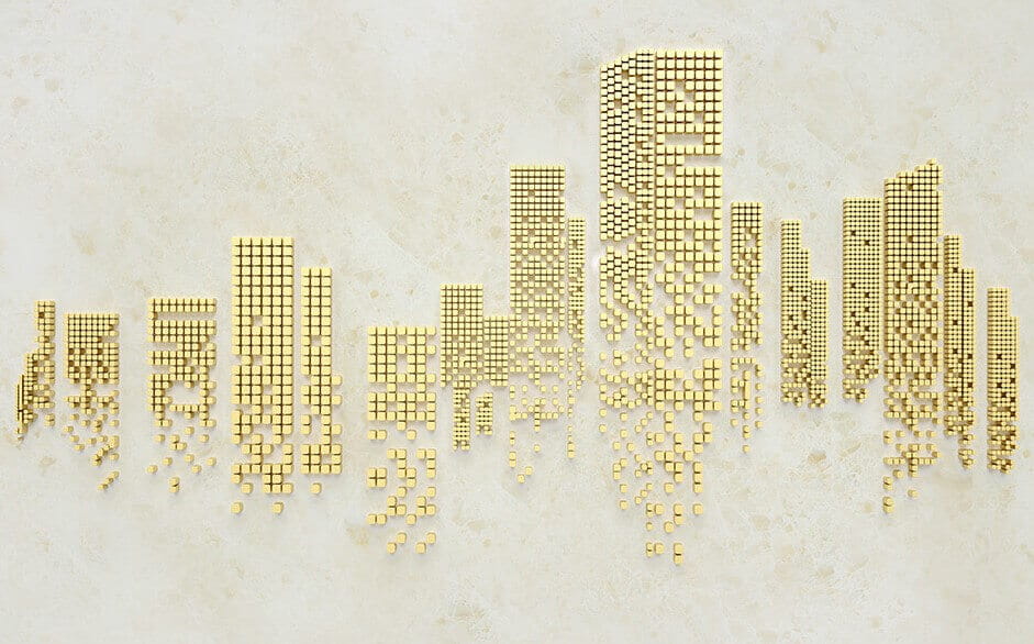 Ciudad de puntos dorados — diseño completo