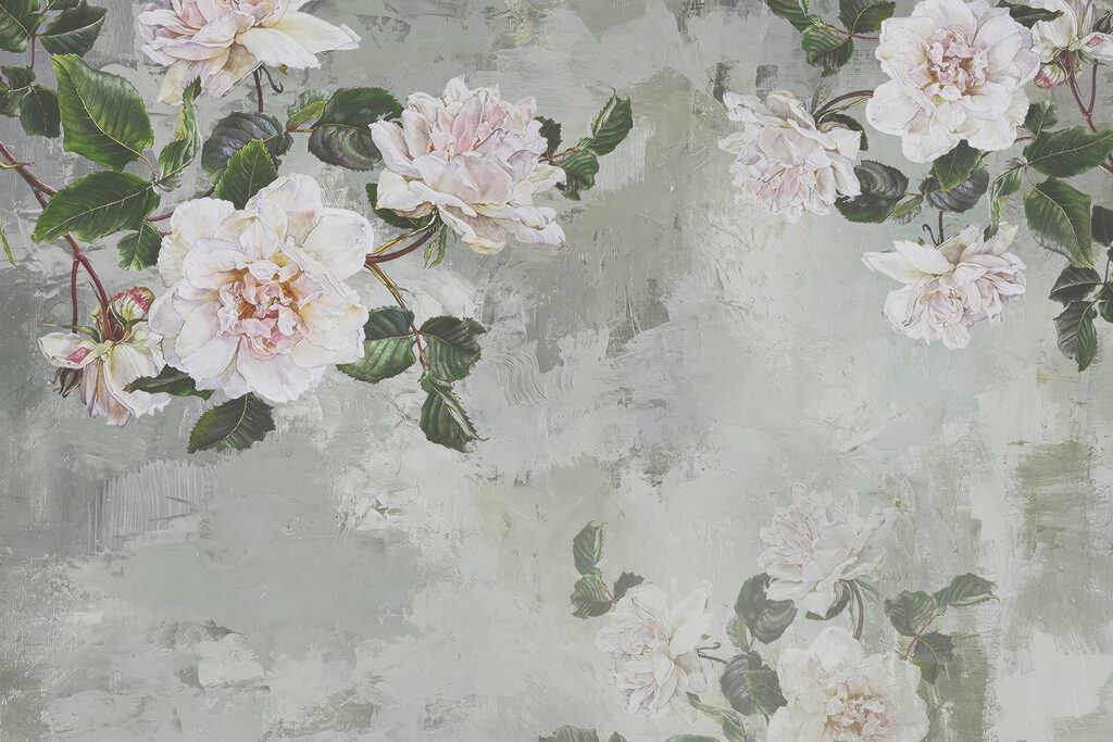 Flores claras en ramas — diseño completo