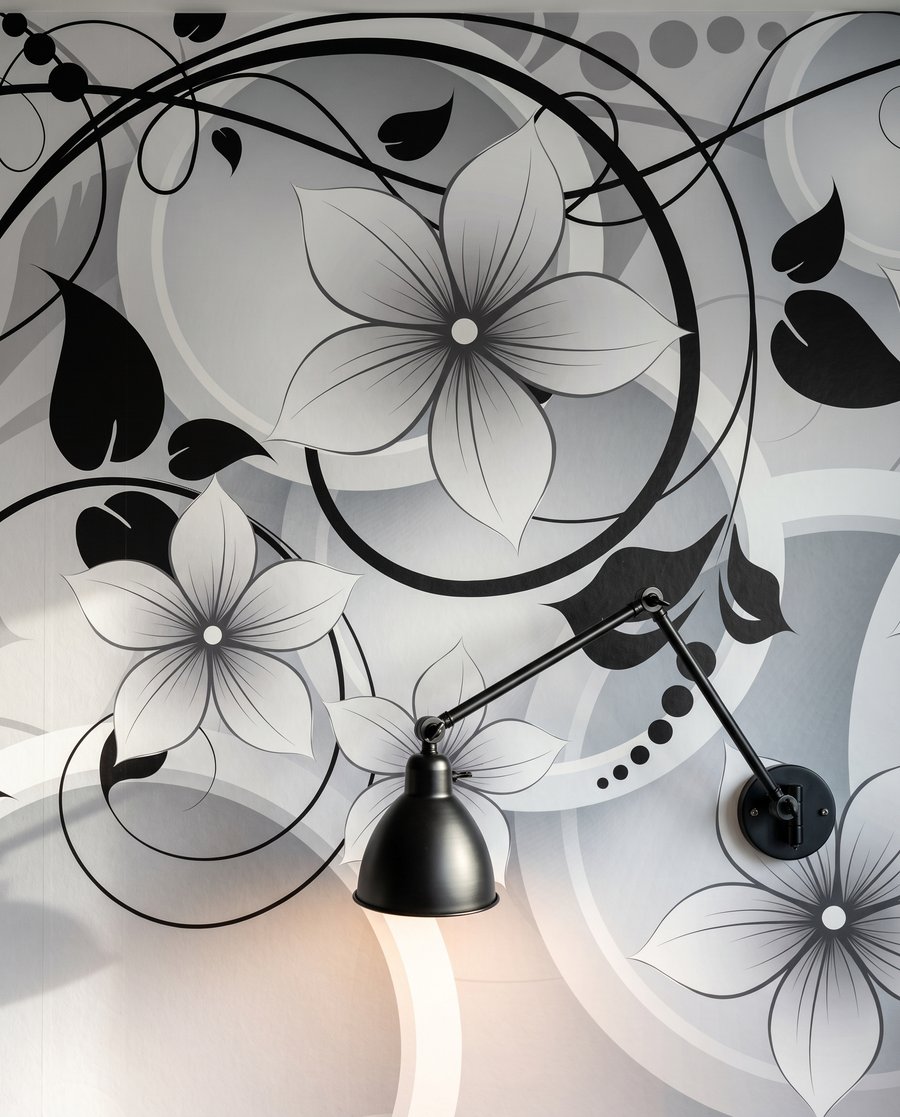Flores entre anillos blancos — detalle