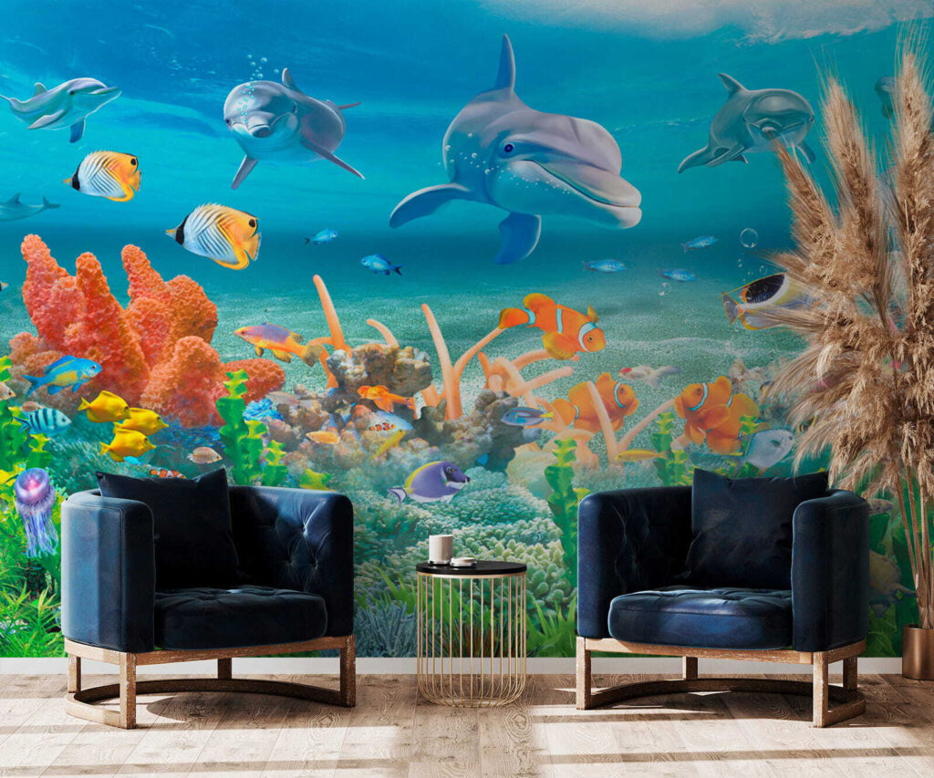 Delfines sobre el coral — interior 2