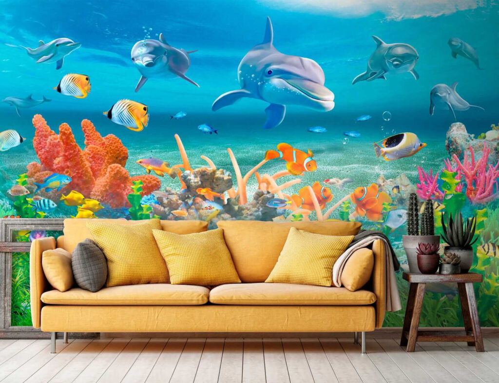 Delfines sobre el coral — interior 3
