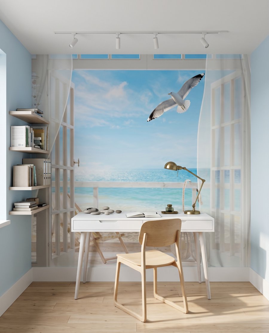 Cortinas y mar azul — interior 7