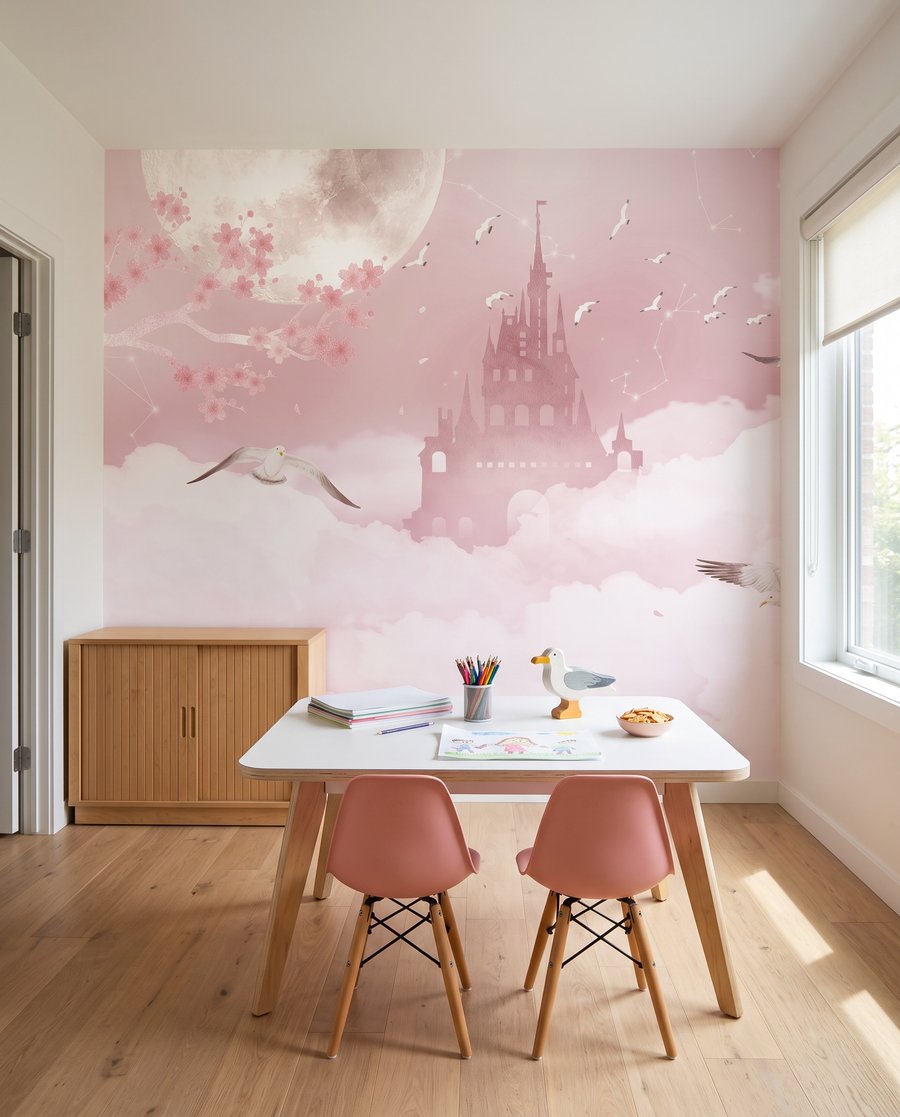 Castillo rosa entre nubes — interior 3