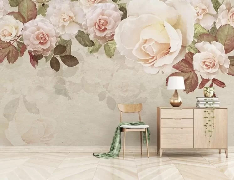 Rosas sobre tonos crema — interior 1
