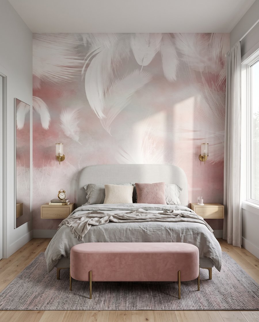 Plumas rosas que caen — interior 2