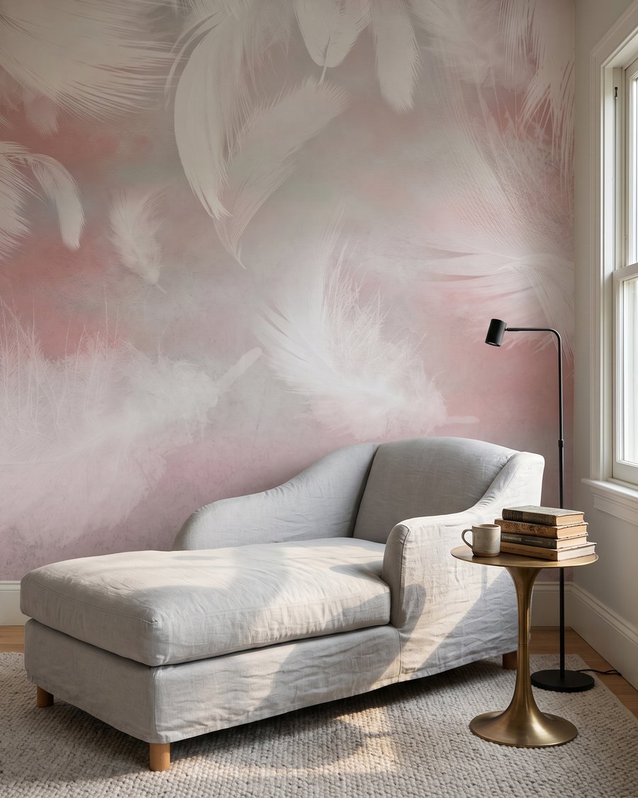 Plumas rosas que caen — interior 3