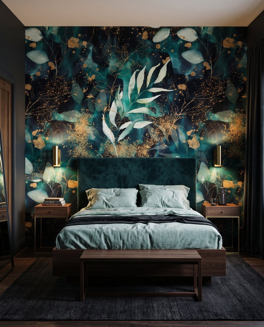 Hojas en verde nocturno — interior 2