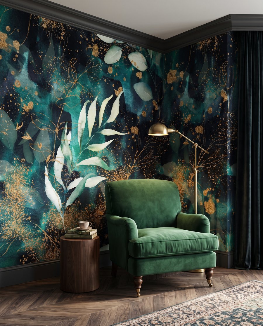 Hojas en verde nocturno — interior 3