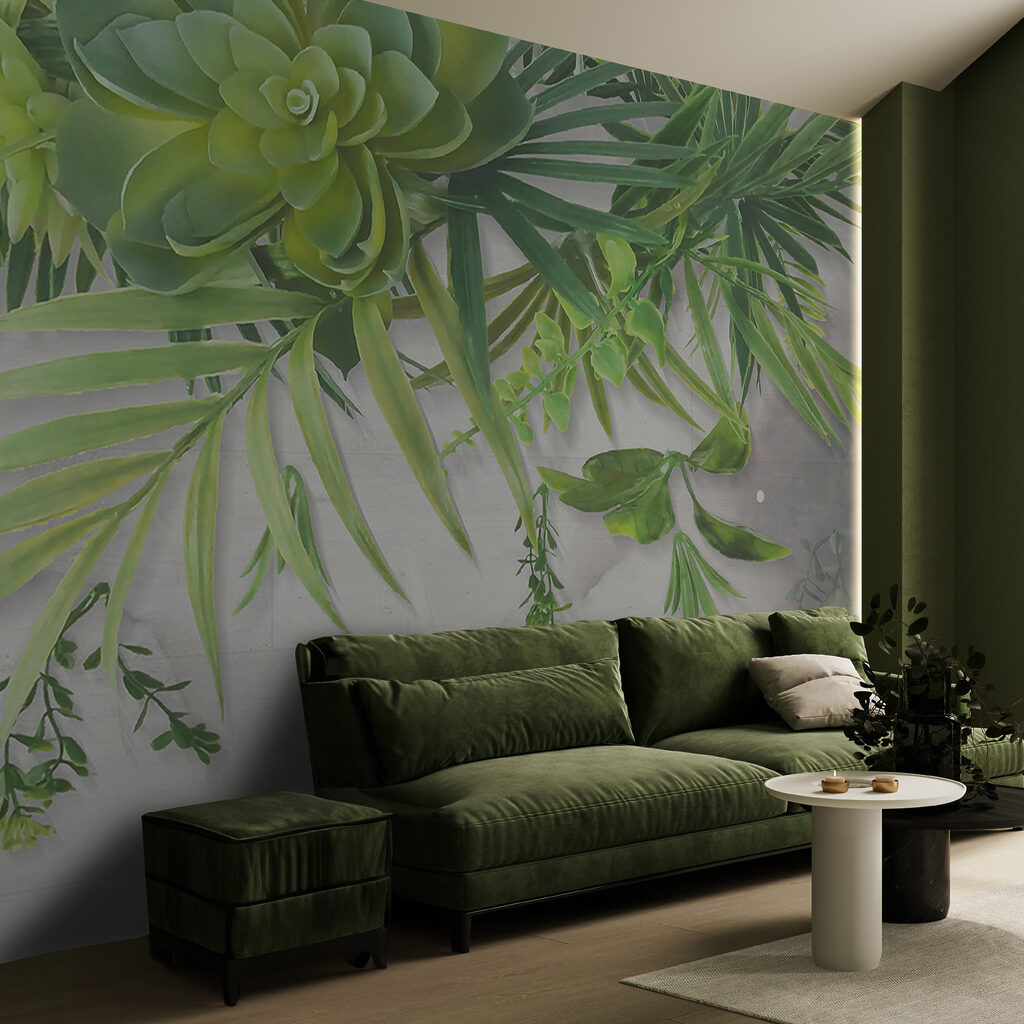 Suculentas y hojas colgantes — interior 12