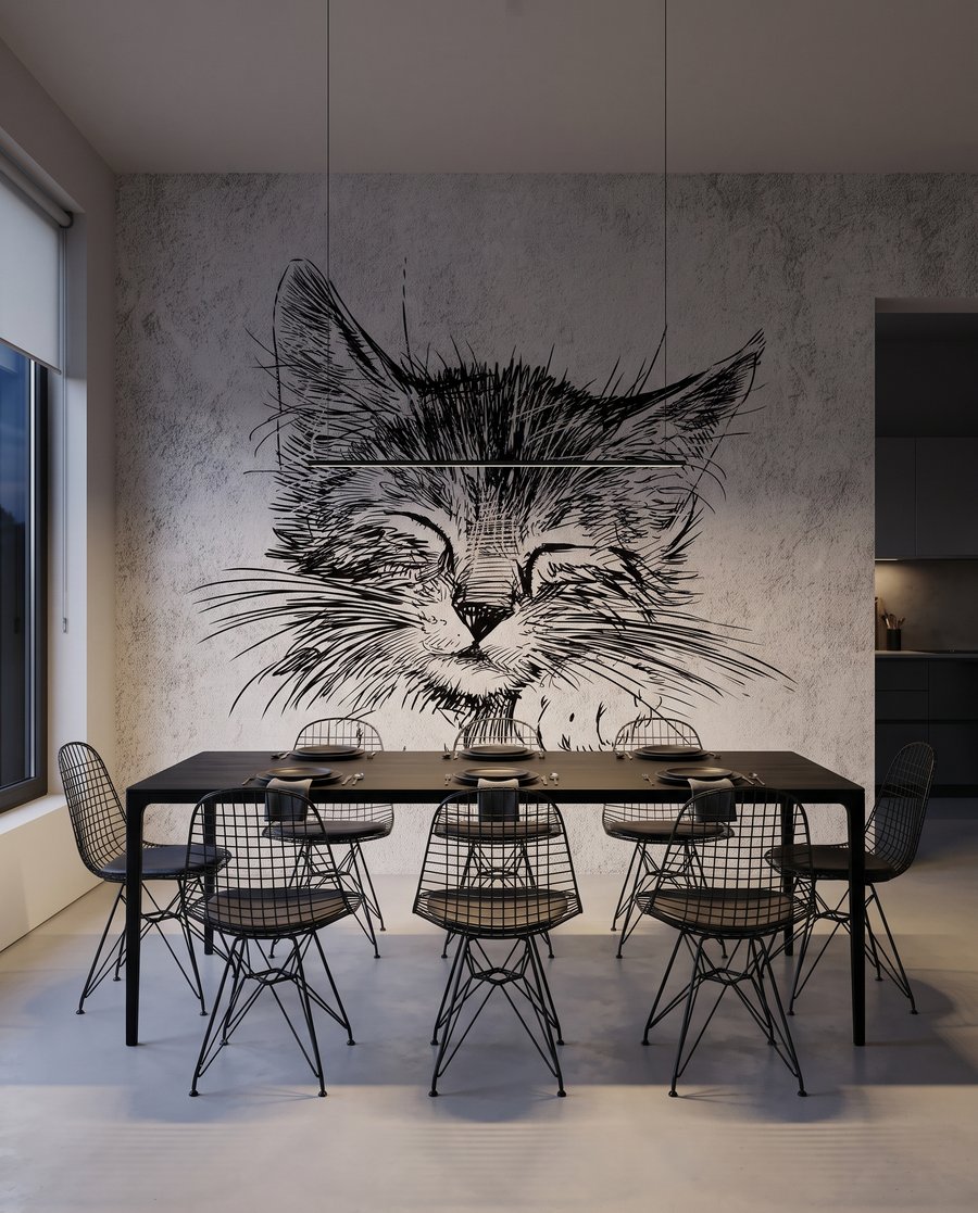 Gatito adormilado en un interior