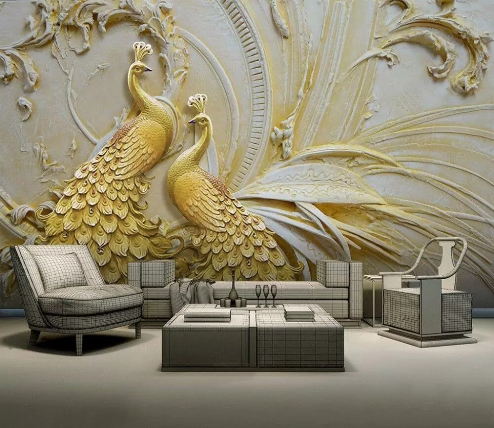 Pavos reales dorados — interior 1