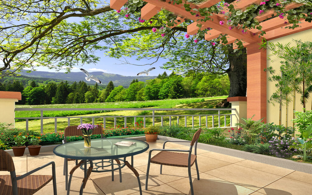 Pérgola en flor — diseño completo