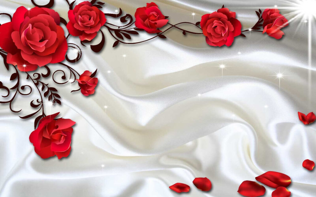 Rosas rojas y pliegues — diseño completo