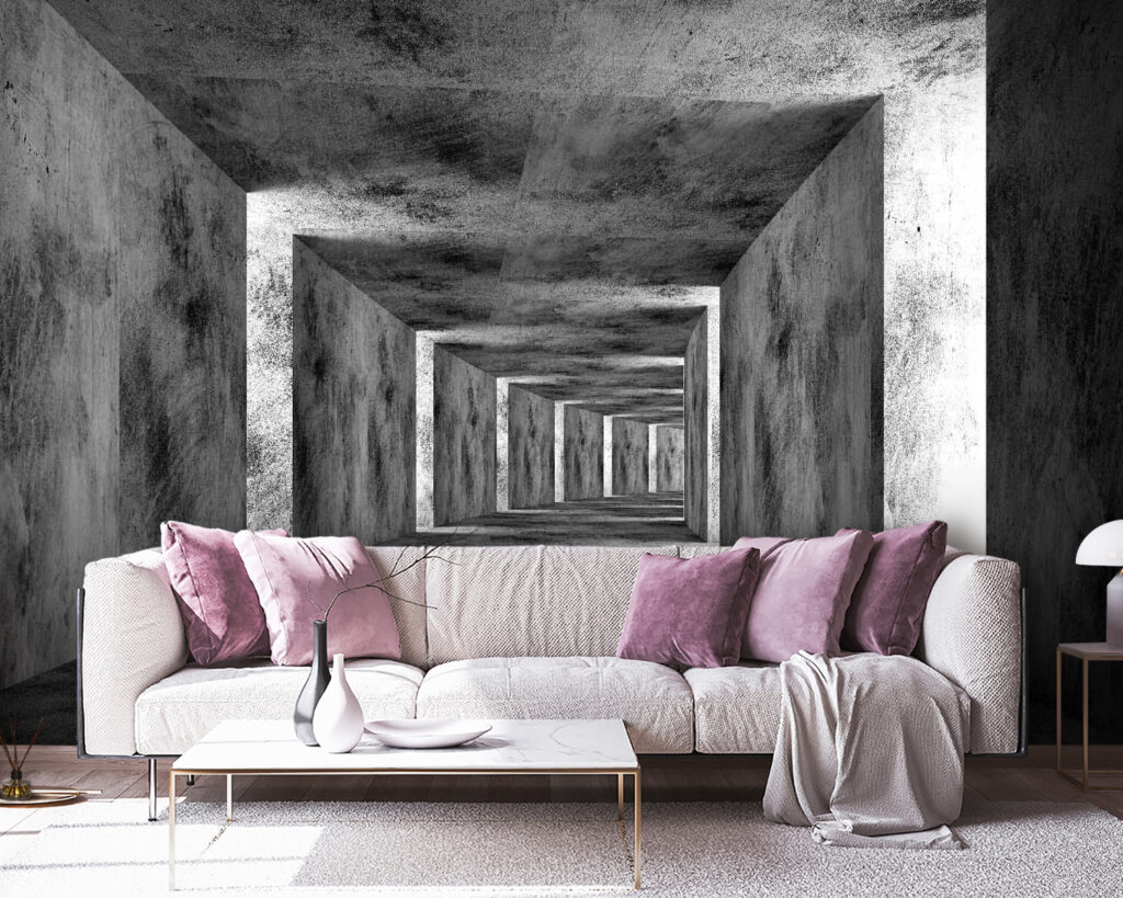 Pasillo cuadrado en gris — interior 1
